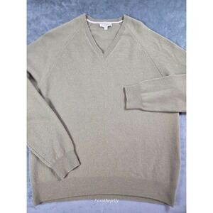 Burberrys Sweater Mens Large Green 100% Cashmere V‎ Neck Pullover Luxury London